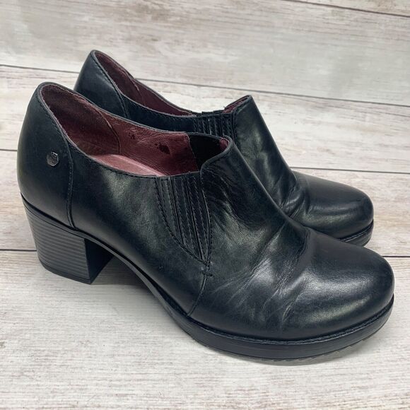 Dansko Womens Adrienne Ankle Bootie Size 40 Black Leather Block Heel Round Toe - Picture 1 of 13